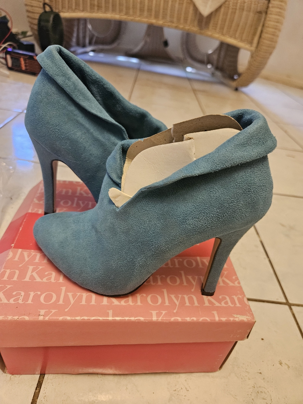 Women’s Teal Suede High Heel Booties